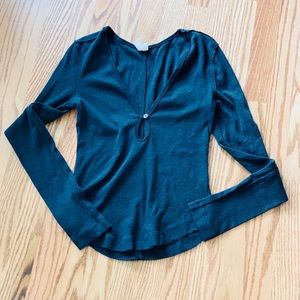 FREE PEOPLE We The Free Henley Key-Hole Navy Shirt EUC